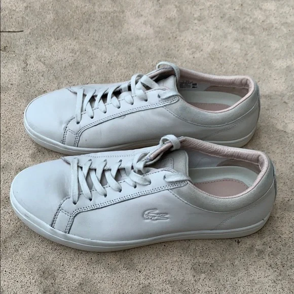 💚Lacoste Off White Leather Straightset Shoe Size 9